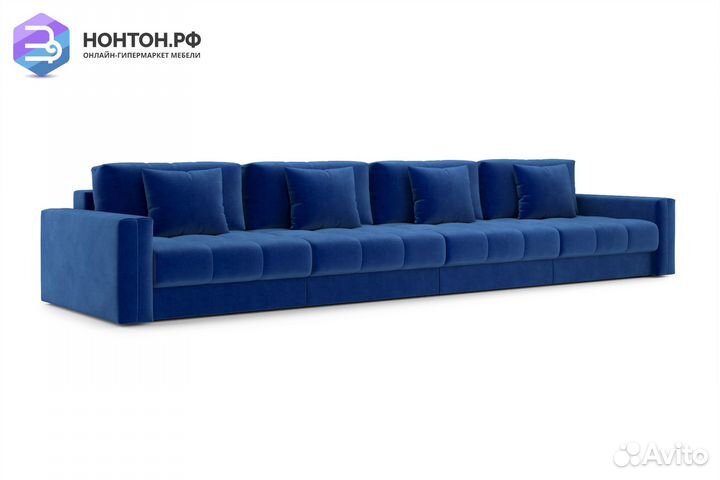 Диван прямой тик-так Монарх темно-синий