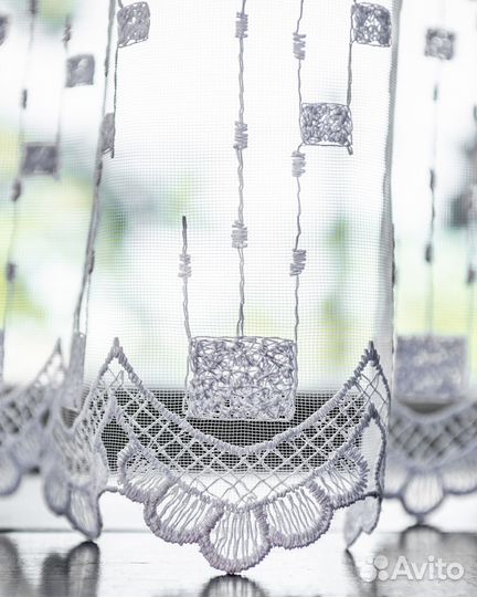 Тюль мона белый готовый на окна пошив