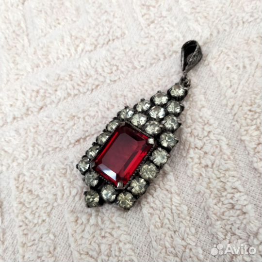 Антиквариат подвеска серебро рубин