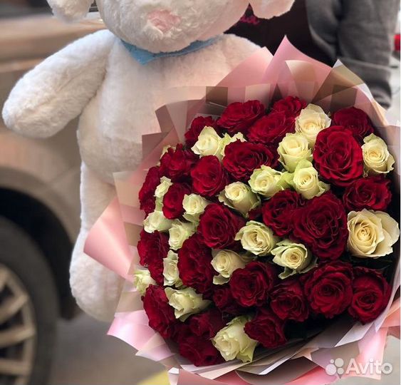 Цветы 51 Роза в упаковке (40см) доставка