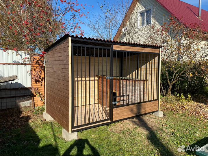 Вольер для собак с ветрозащитой уличный - 091