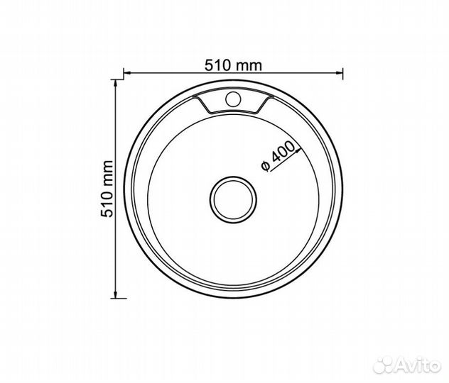 Мойка круглая mixline 51х51х18 см