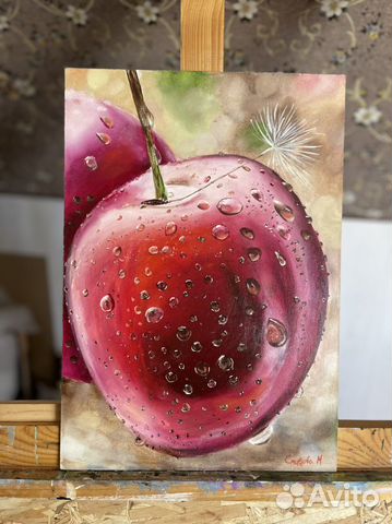 Картина масло/оргалит Вишни