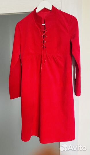 Платье вельветовое красное 42-44р