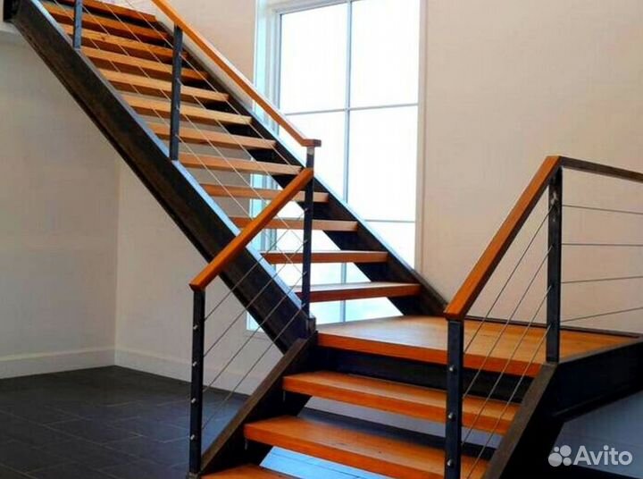 Лестница на металлическом каркасе дизайн 4064