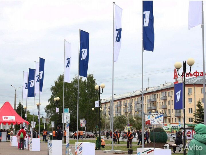 Флагшток 10 метров с баннерным плечом, алюминий