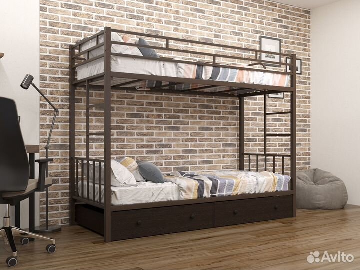 Двухъярусная кровать металлическая
