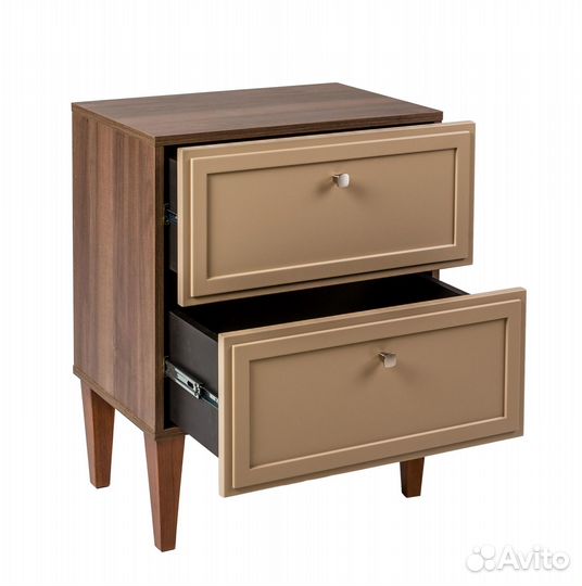 Тумба прикроватная деревянная с 2 ящиками бежевая