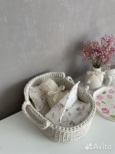 Люлька корзинка ручной работы, игрушки