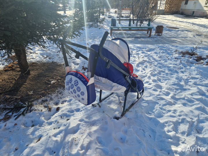 Детские санки коляска с колесами бу
