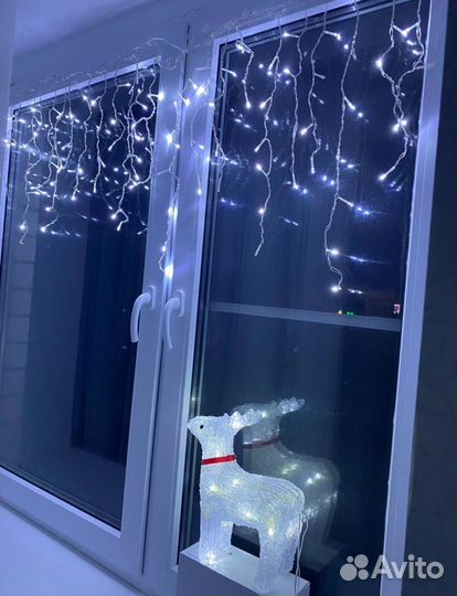 Гирлянда бахрома белый цвет уличная