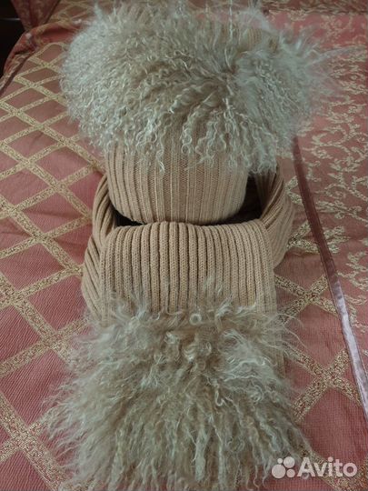 Комплект шапка и шарф женский шерсть