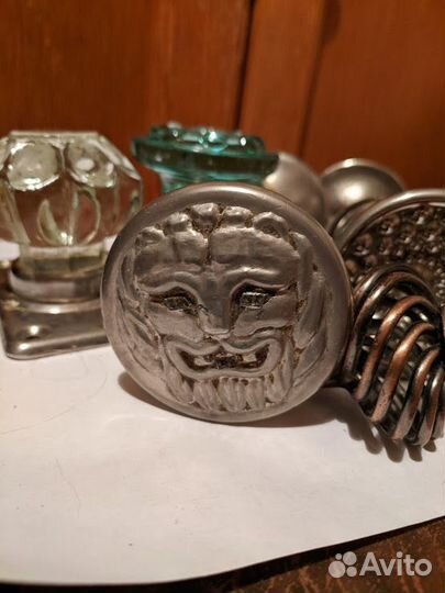 Ручка дверная СССР сталь, медь, стекло