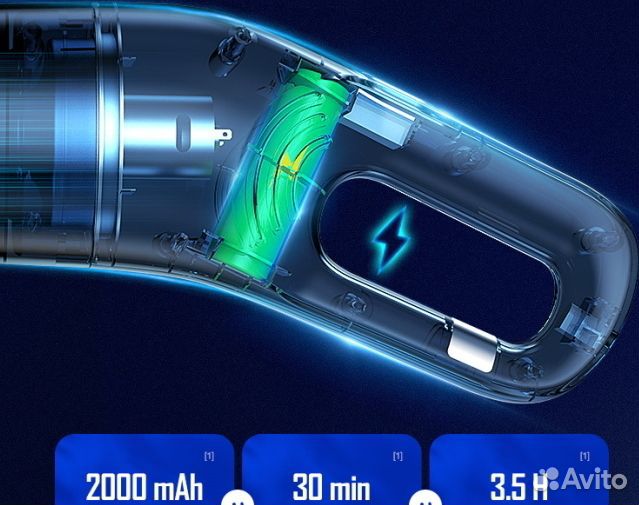 Пылесос автомобильный беспроводной, Тяга 1кг Новый