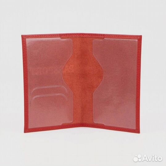 Обложка для паспорта кожа красный Россия