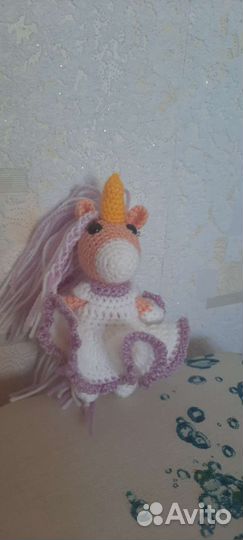 Вязанные игрушки Единорожка, Лисенок, Бычок