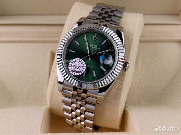 Часы мужские Rolex Datejust lux зеленые