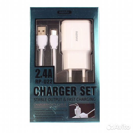 Сетевой адаптер Remax RP-U22 2.4A Dual Type-C бел
