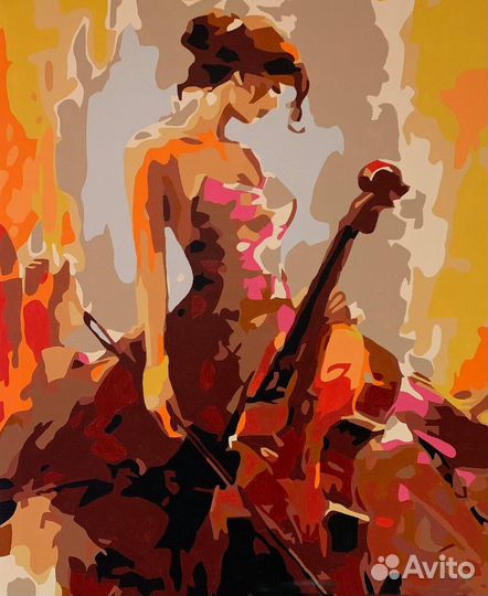 Текстурная Картина маслом скрипачка Интерьерная