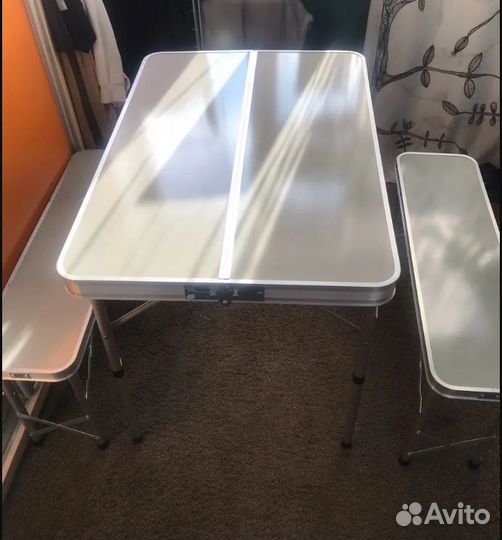 Стол со скамейками складной 90х60х70см