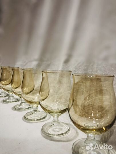 Фужеры из желтого стекла чехия СССР