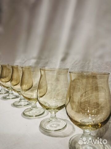 Фужеры из желтого стекла чехия СССР