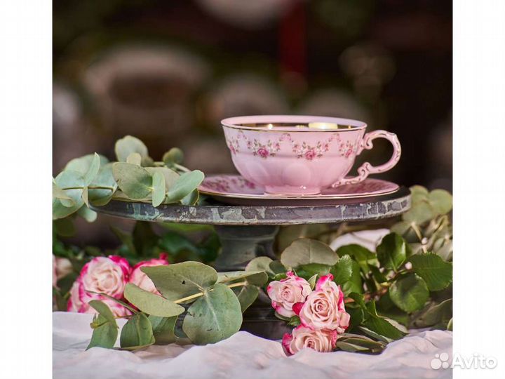 Чайный и столовый сервиз розовый фарфор Чехия