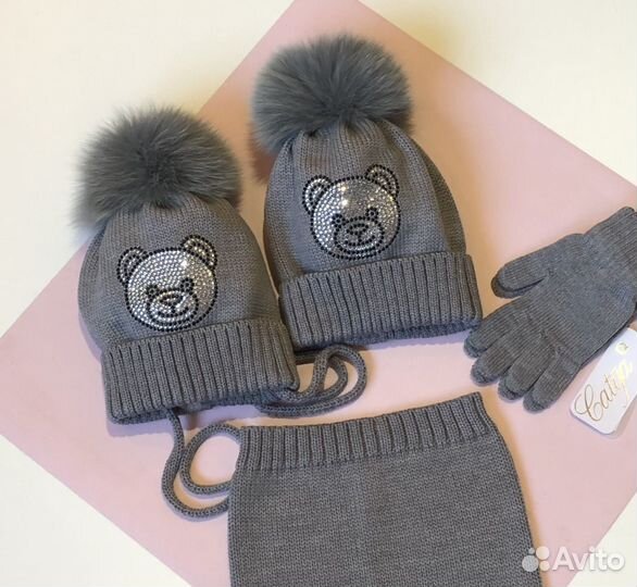 Шапка с мишкой Catya