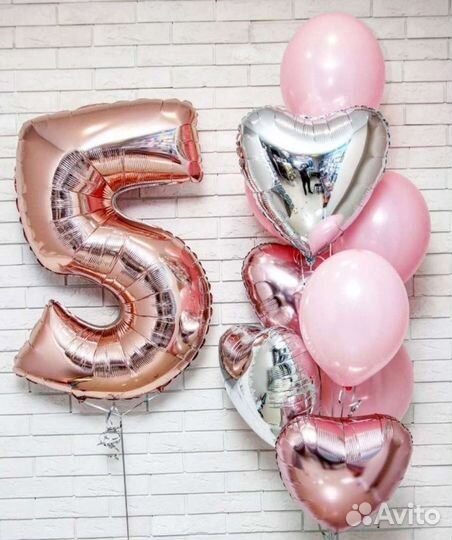 Шары хром, латексные, цифра, Маша и медведь