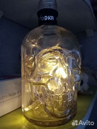 Светильник, ночник лофт, пиратская бутылка череп