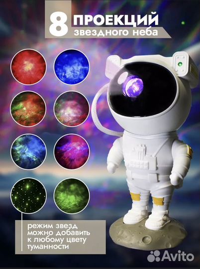 Ночник зведное небо Космонавт детский