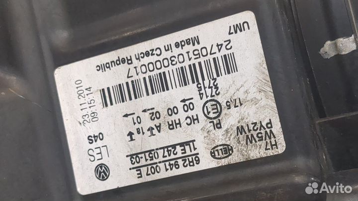 Фара (передняя) левая Volkswagen Polo