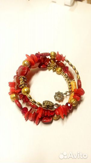 Браслет женский под камни коралл