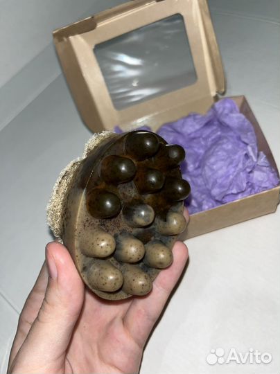 Массажное мыло с люфой и кофейным скрабом 2