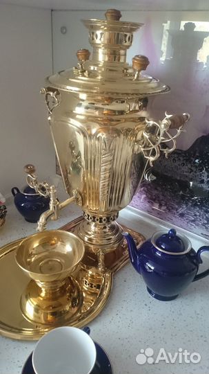 Антикварный комбинированный самовар