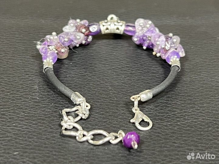 Браслет Аметист подвес по центру