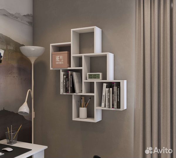 Полка для книг белая