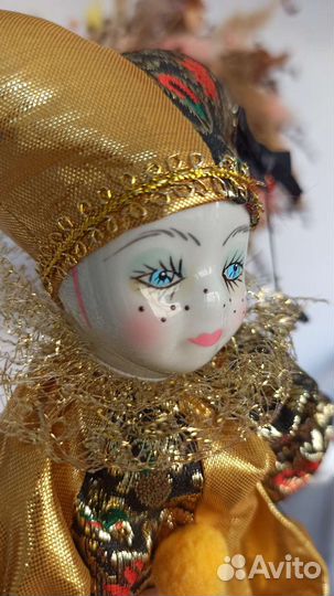 Ёлочная игрушка Арлекин фарфоровая кукла 2 шт