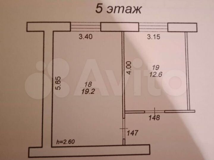 Комната 31,8 м² в 2-к., 5/5 эт.