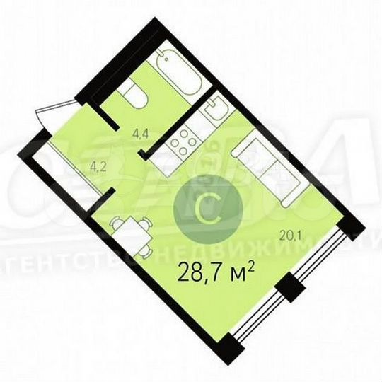 Квартира-студия, 29 м², 5/8 эт.