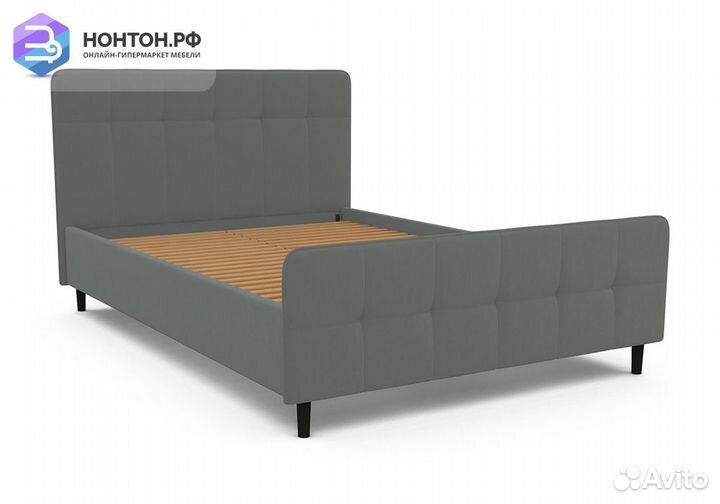 Кровать Эльза микровелюр серый