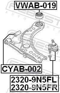 Опора шаровая левая skoda rapid 2320-9N5FL 2320