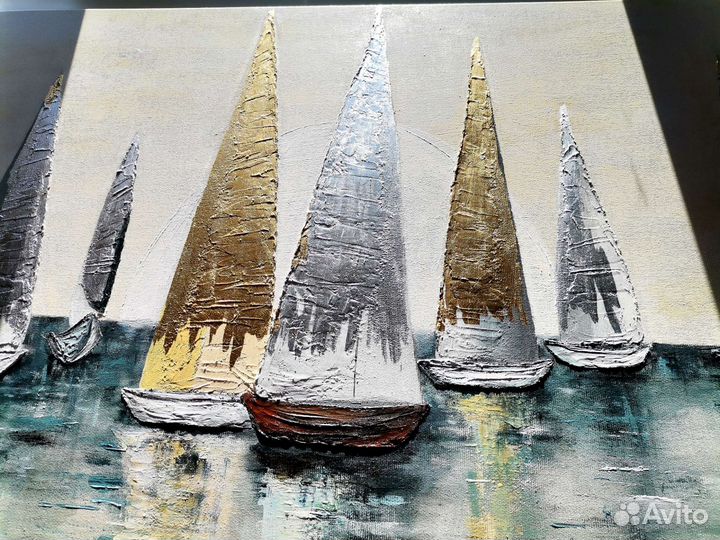 Интерьерная текстурная картина Парусники