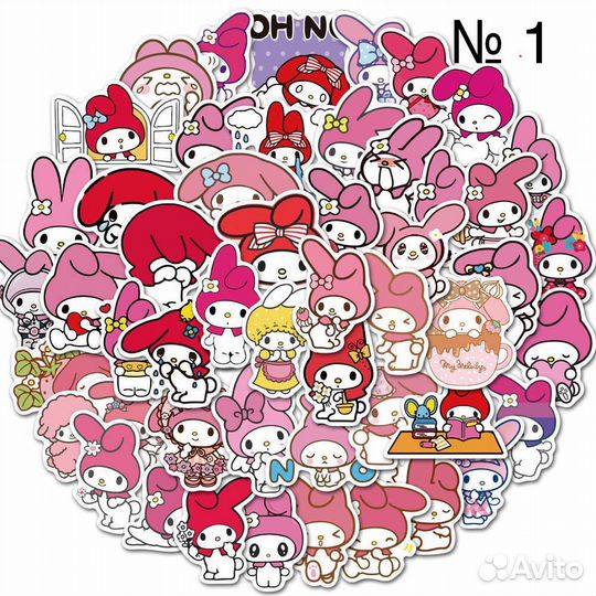 Наклейки стикеры Kuromi My Melody Hello Kitty