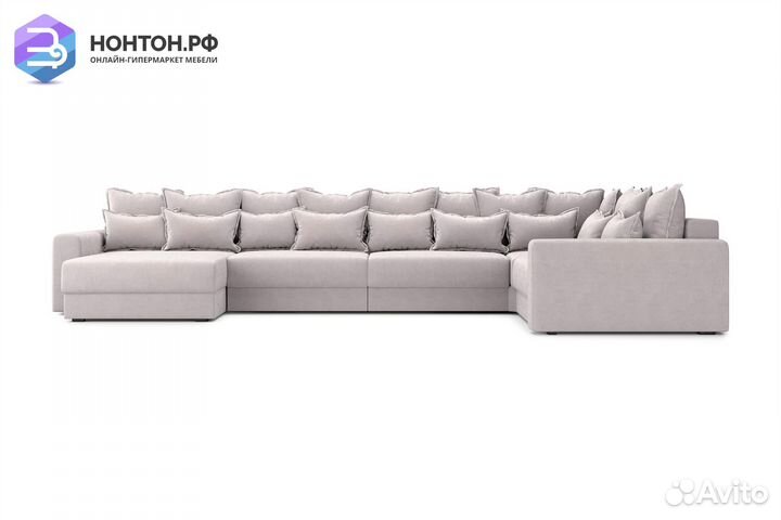 Диван п-образный тик-так Омега бежевый