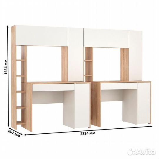 Два стола с надстройкой Mobi Комфорт 12.71 цвет дуб сонома/белый