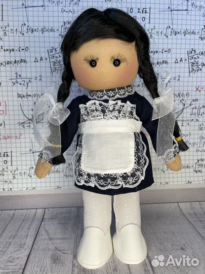 Текстильная интерьерная кукла школьница
