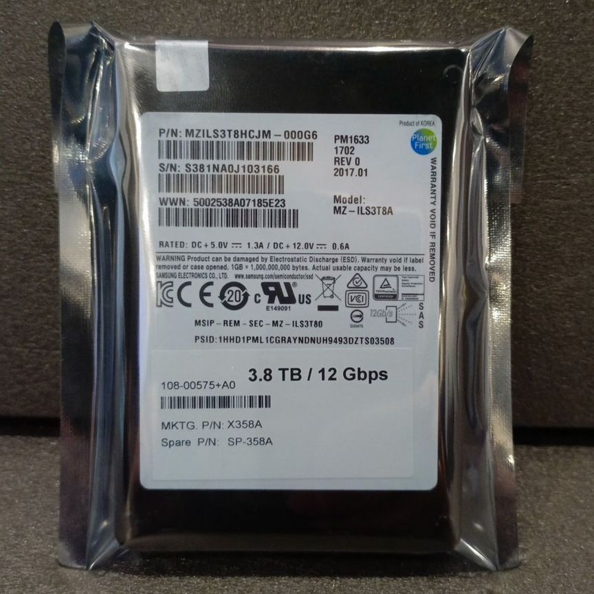 [PM1633] Ssd Samsung Netapp X358a 3,84 Тб Sas Pm1633