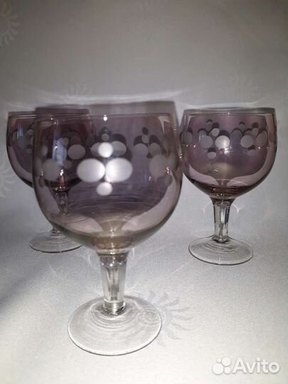 Калининские бокалы, фужеры, цветное стекло, СССР