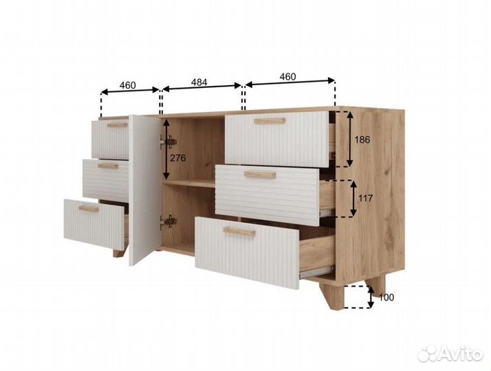 Комод Ньерд Дуб Вотан/Белый с доставкой оригинал